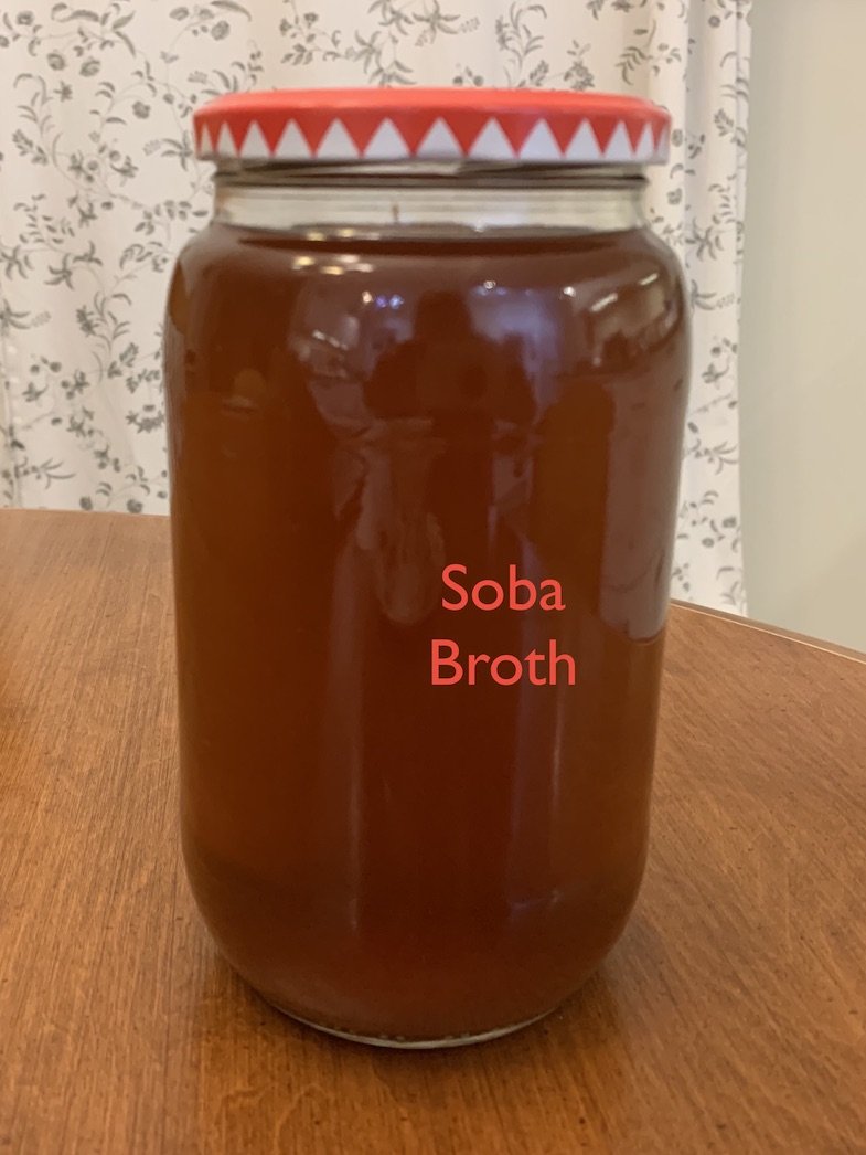 soba broth in a jar